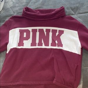 turtle neck style pink sweatshirt